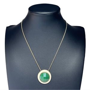 MOD Style Circle Pendant Golden Necklace Faceted Enamel 15-17"
